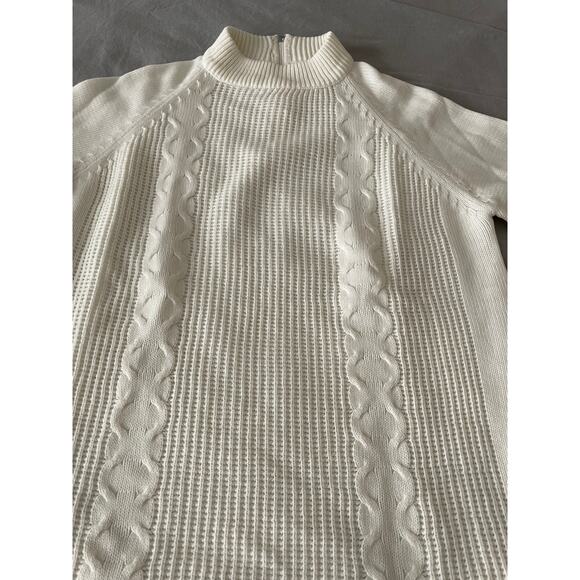 VTG. 50s/60s Mock Turtleneck sweater Cream Ivory long sleeve - Picture 3 of 7